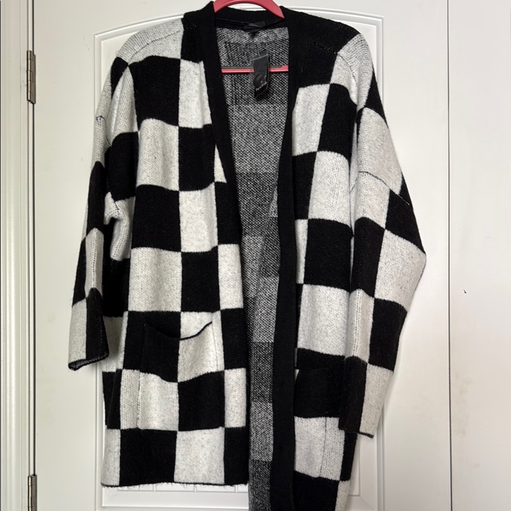 Torrid Black and White Checkered Cardigan